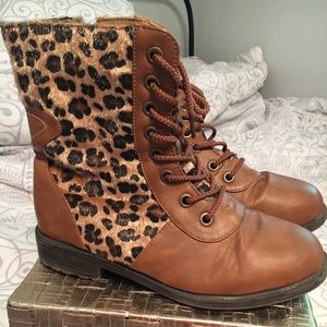 Cheetah Print Combat Boots